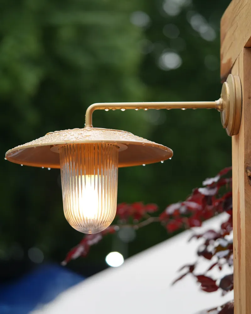 Kensington Wandlamp Geribbeld Glas - Antiek Messing