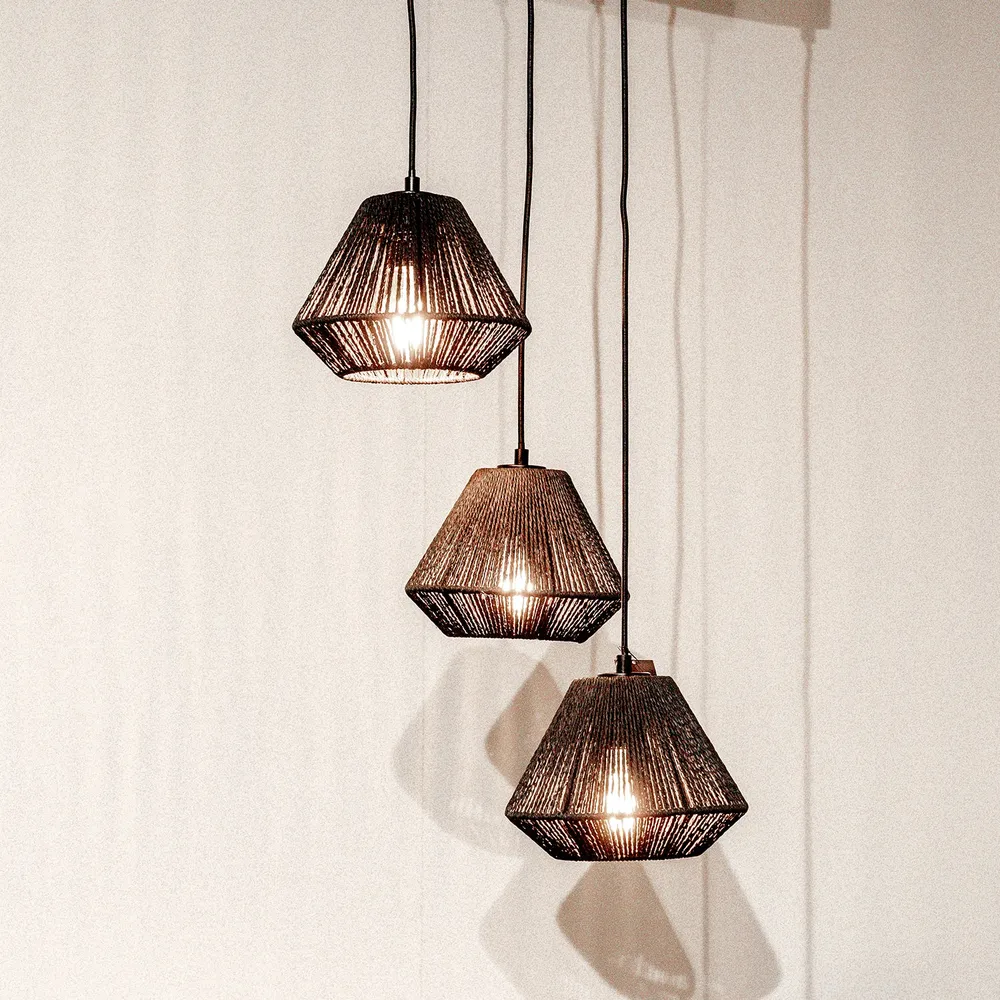 Hanglamp Ibiza Diamond | 3 Lichten | Zwart Jute Label51