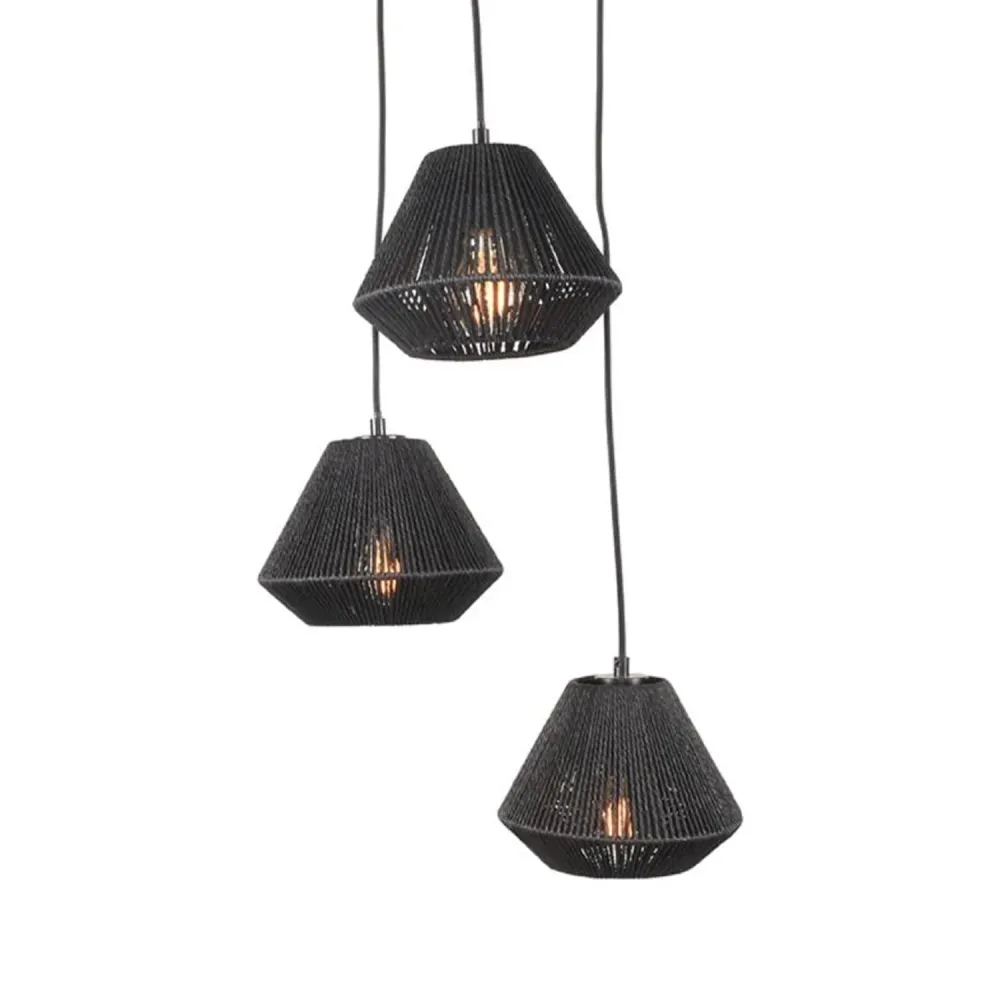 Hanglamp Ibiza Diamond | 3 Lichten | Zwart Jute Label51