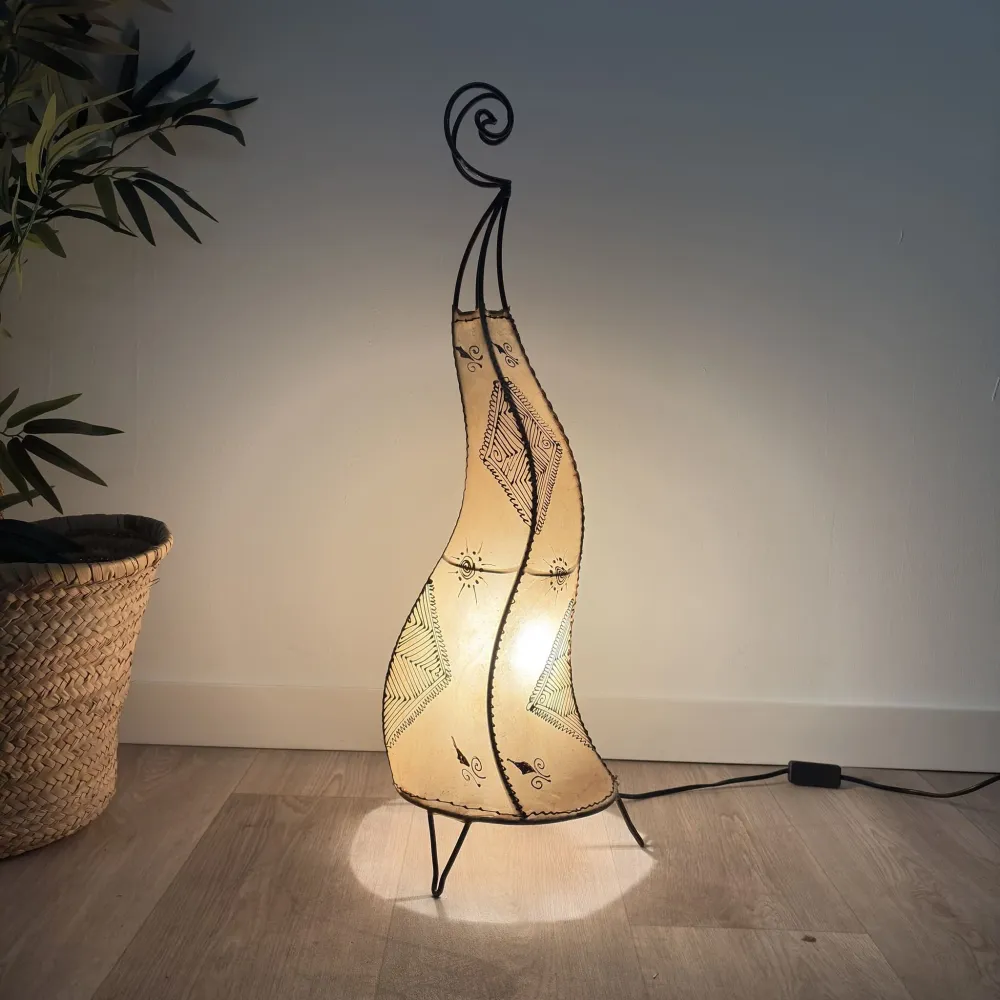 Lamp van Marokkaans leer en natuurlijke henna 70 cm