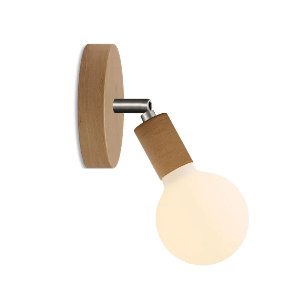 Lampada Fermaluce Snodo hout met lichtbron Globo Porselein - Neutraal
