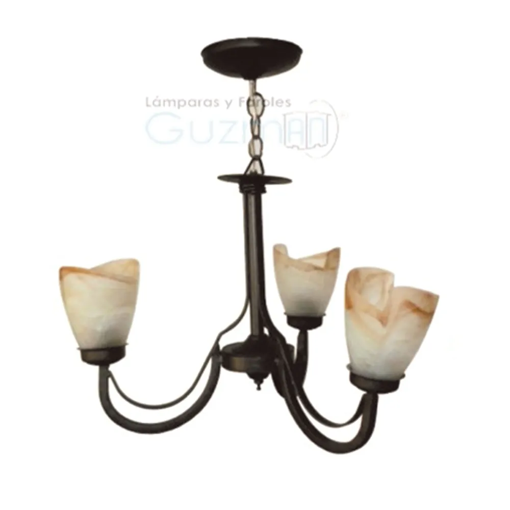 CANDIL MODELO 314 3 LUCES CON PANTALLAS BLANCO MARMOLMCA GUZMAN LÁMPARAS Y FAROLES GUZMÁN