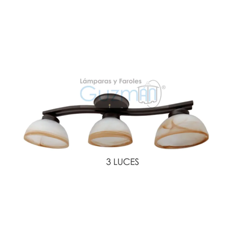 CANDIL REGLETA TIPO "S" 3 LUCES CON PANTALLA TAZON AMARILLO MCA GUZMAN LAMPARAS Y FAROLES GUZMAN