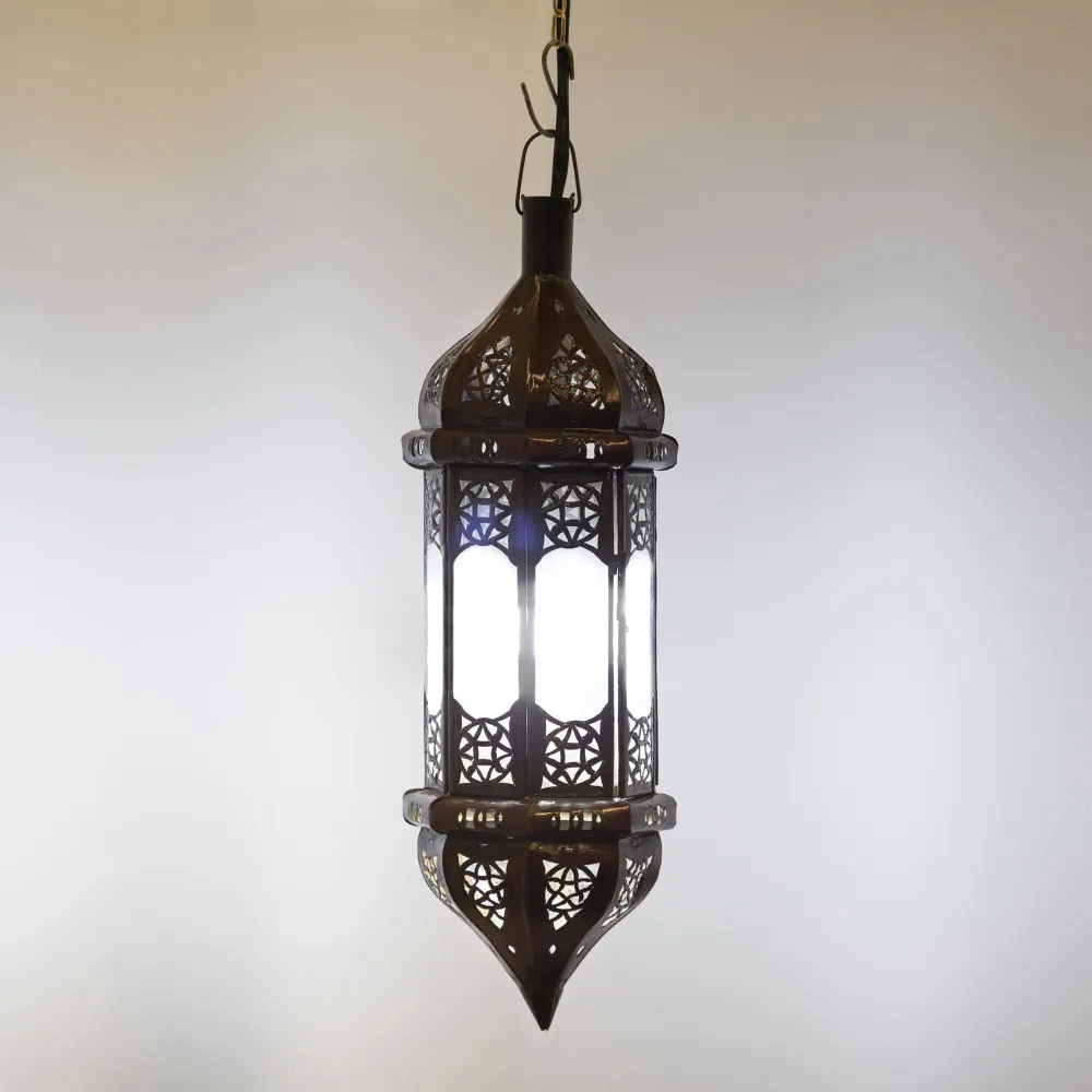Langwerpige Arabische lamp van transparant glas A18B 45x14