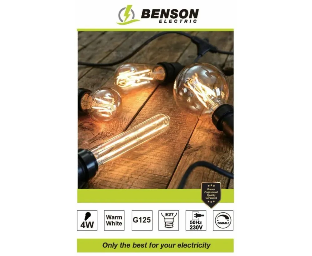 LED Globe Filament G125 4W Amber, E27, Dimbaar, 3000K, 360lm