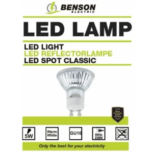 LED GU10 5W Glass, Warm Wit, 400lm, 3.000K, 25.000u, Ø50x55mm