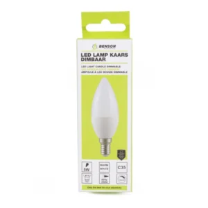 LED Kaarslamp C35 5W E14 Dimbaar, 3000K, 400lm, 20.000 uur, Ø37x105mm