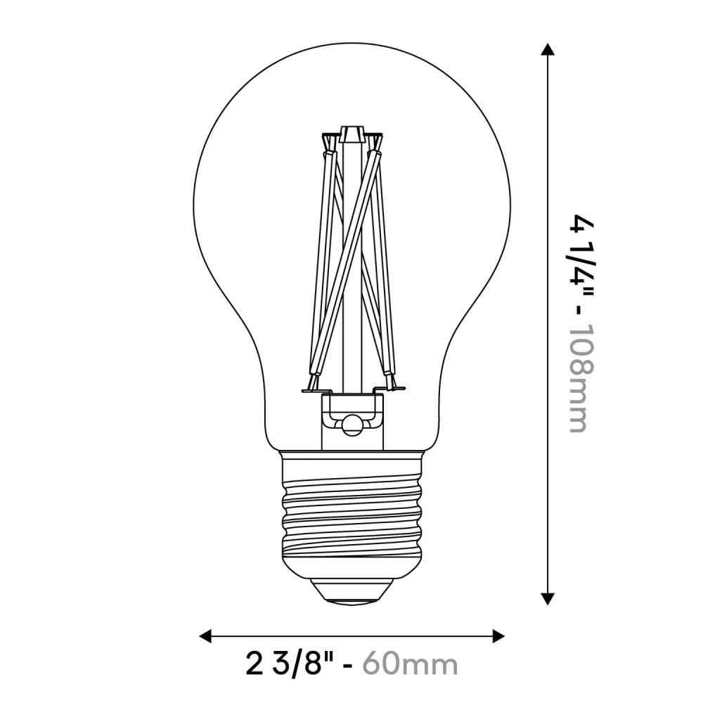 LED Lichtbron Cross Filament A19 8.8W 720Lm E26 120V 2200K Dimbaar - X02