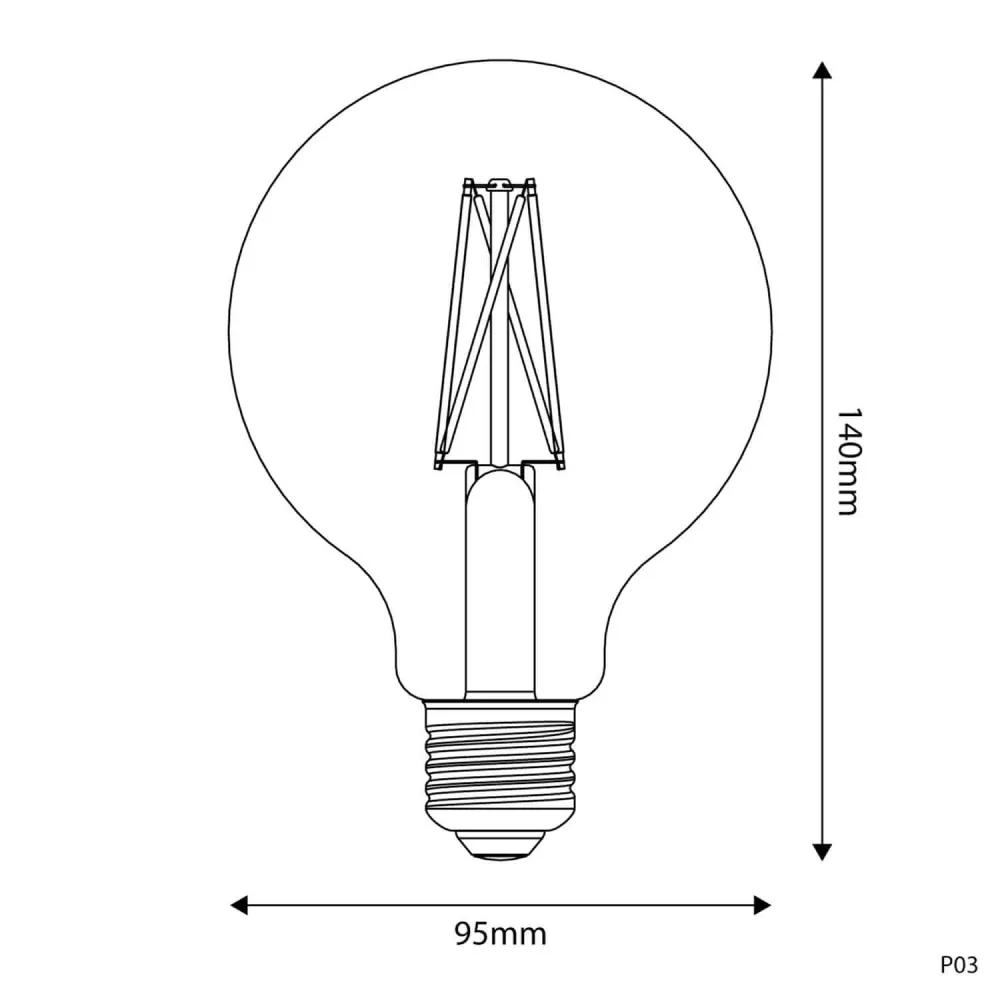 LED lichtbron Porselein Effect CRI 95 G95 7W 640Lm E27 2700K Dimbaar - P03