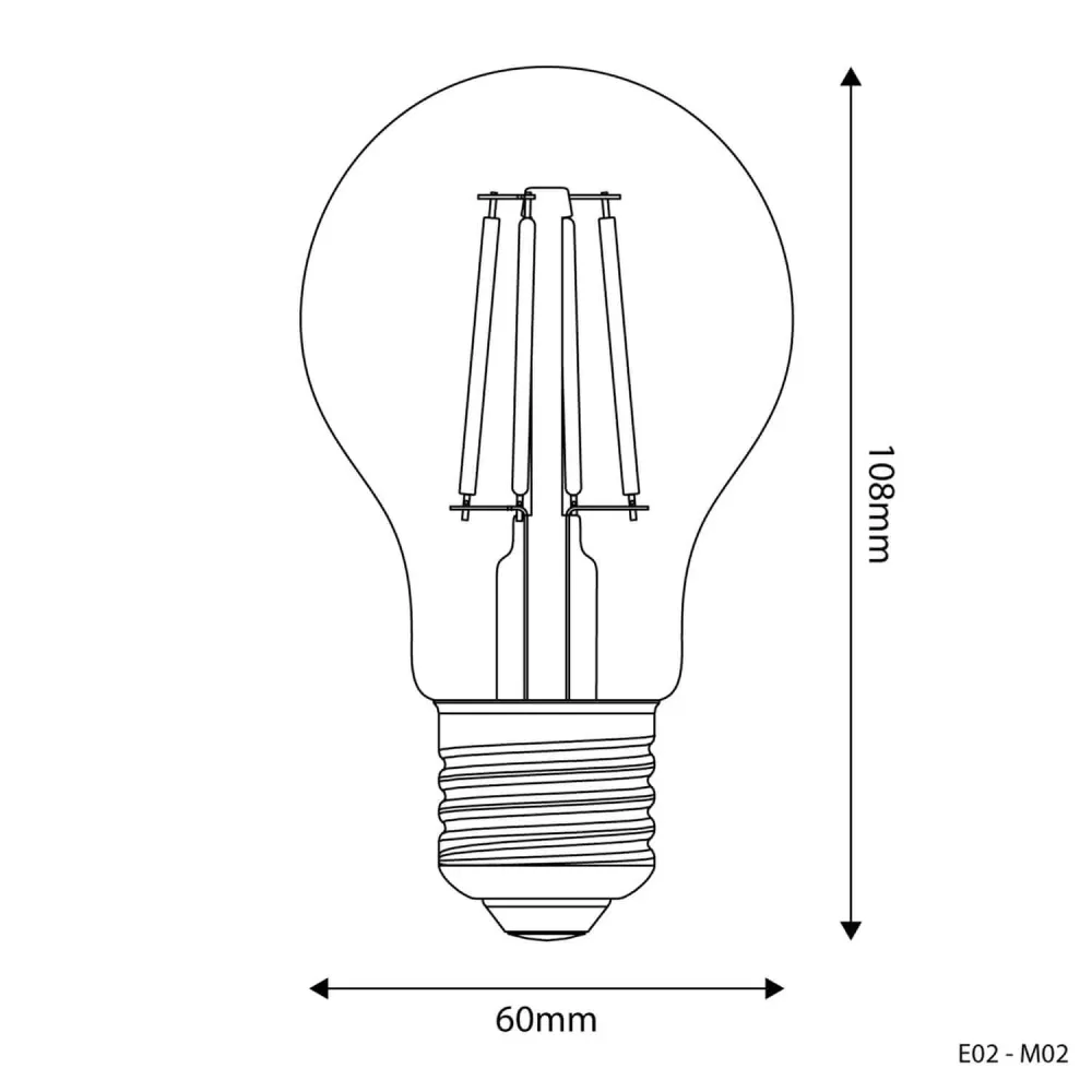 LED Lichtbron Transparant Druppel A60 4W 470Lm E27 2700K - E02