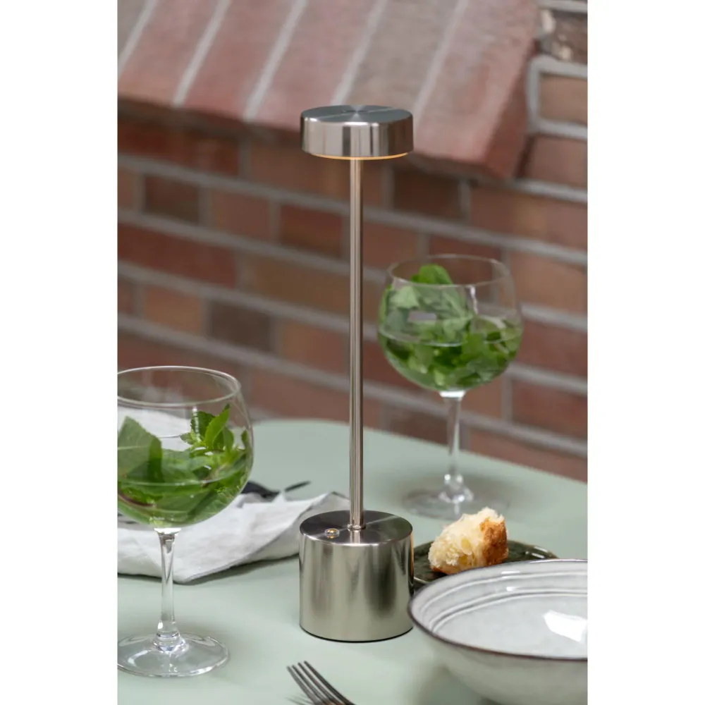 Leitmotiv tafellamp Ganar LED - zilver - Ø8cm