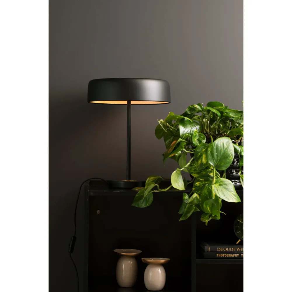 Leitmotiv tafellamp Gold Disc - zwart - Ø30cm