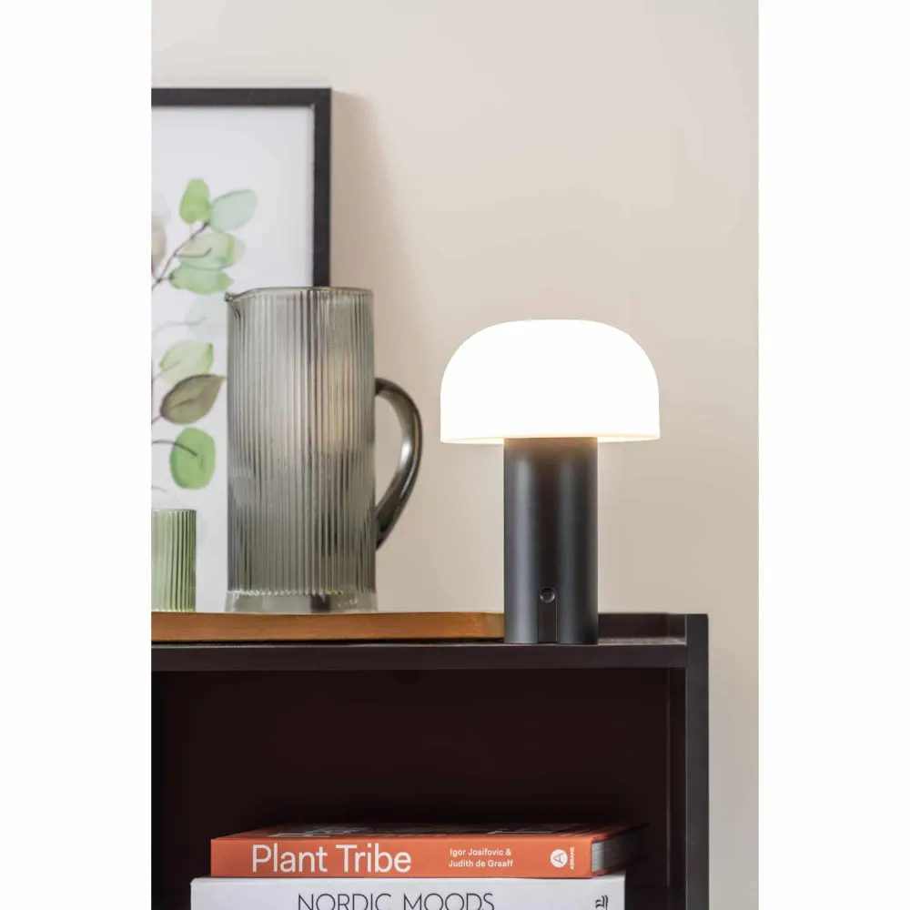 Leitmotiv tafellamp Luca LED - zwart - 15x15x22.5cm - Paddenstoellamp