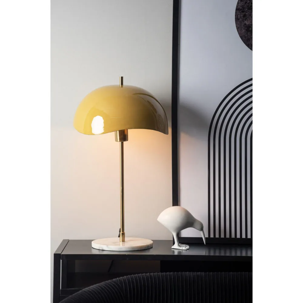 Leitmotiv tafellamp Waved Dome - geel - 30x30x56cm - Paddenstoellamp