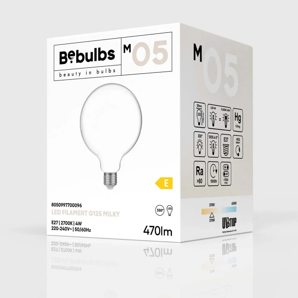 Lichtbron LED Milky Globo G125 4W 470Lm E27 2700K - M05