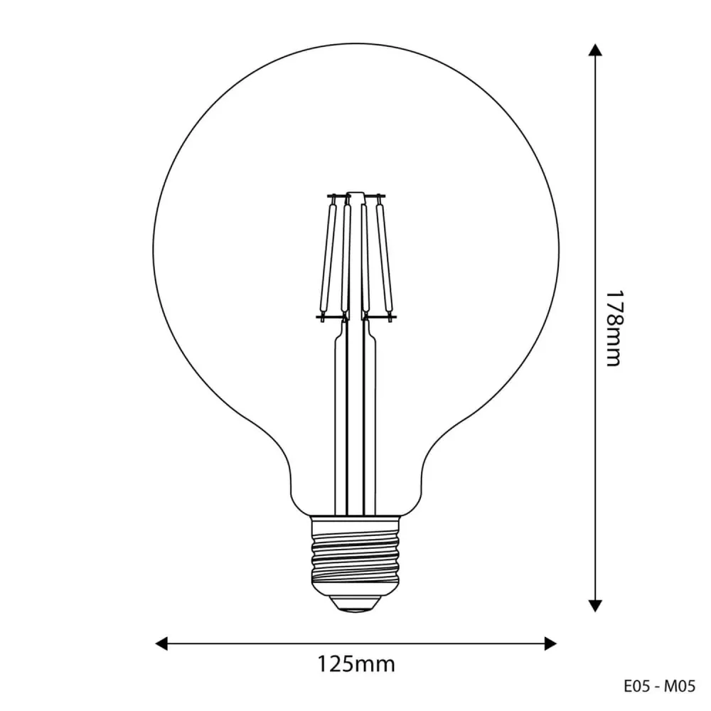 Lichtbron LED Transparant Globe G125 4W 470Lm E27 2700K - E05