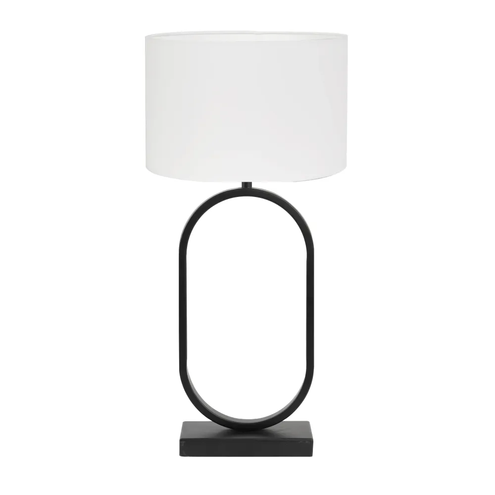 Light & Living tafellamp Jamiri/Polycotton - zwart, wit - 30x30x67cm