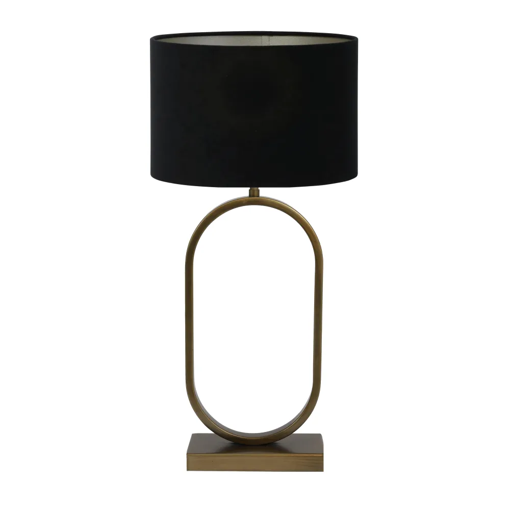 Light & Living tafellamp Jamiri/Velours - ant. brons, zwart - 30x30x67cm