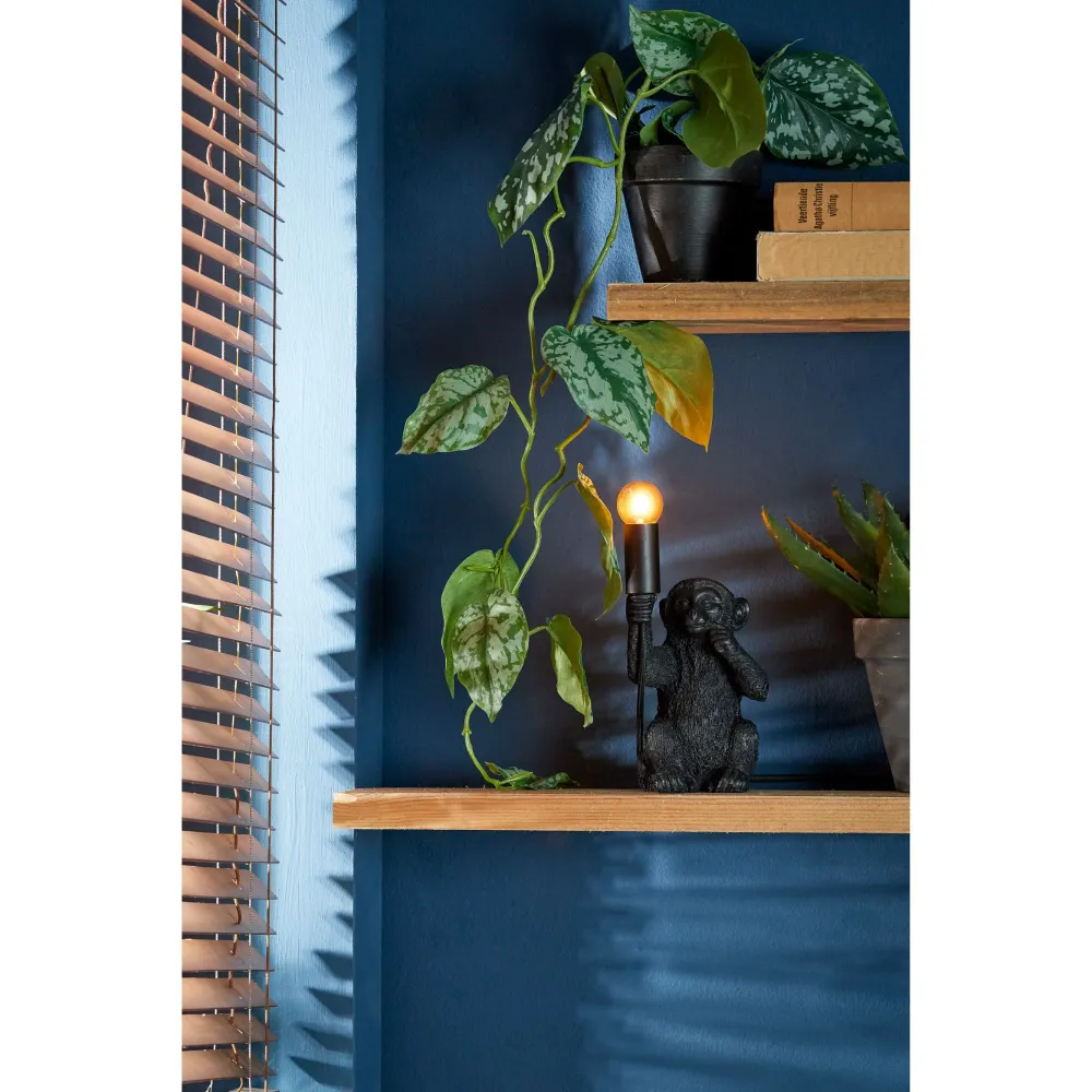 Light & Living tafellamp Monkey - zwart - 13x12.5x23.5cm