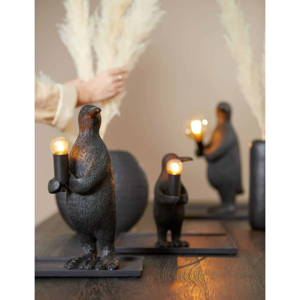 Light & Living tafellamp Penguin - zwart - 16x13x34cm