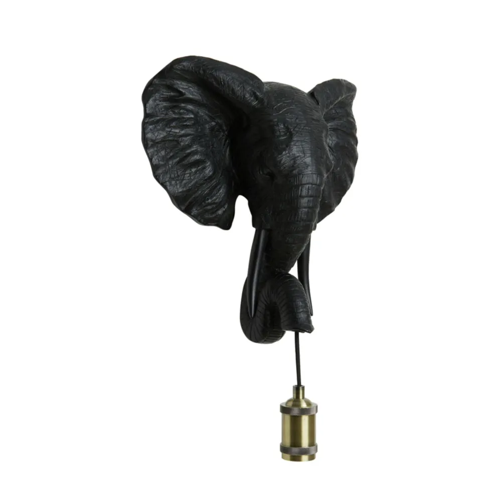 Light & Living wandlamp Elephant - zwart - 35x13x36cm