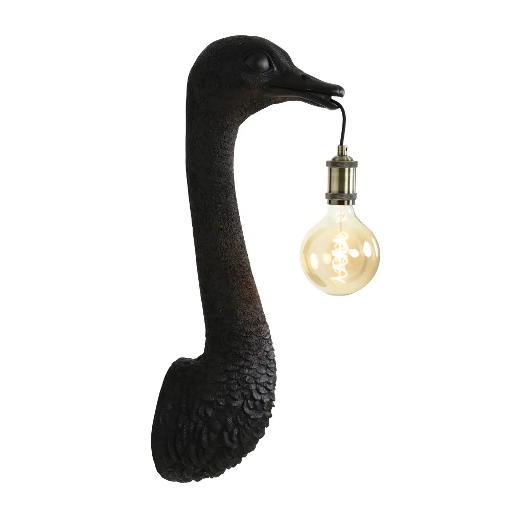 Light & Living wandlamp Ostrich - zwart - 18x15.5x57.5cm