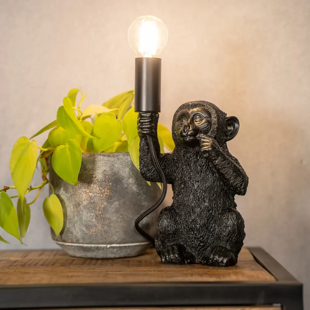 Tafellamp Monkey | Zwart 23,5 Light & Living