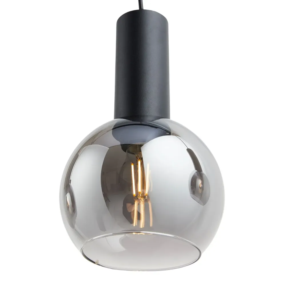 Lighto | Art deco hanglamp zwart met smoke glas 4-lichts | Juna