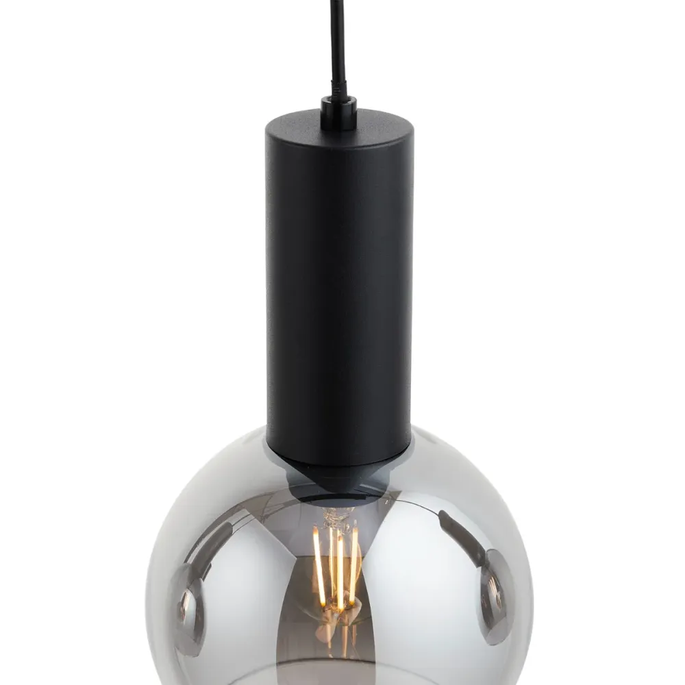 Lighto | Art deco hanglamp zwart met smoke glas 4-lichts | Juna