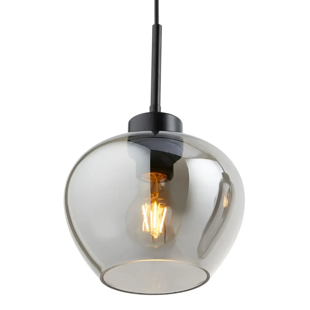 Lighto | Hanglamp zwart met smoke glas 4-lichts | Elin