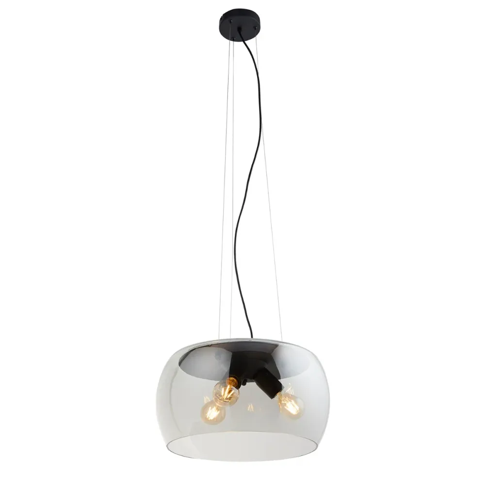 Lighto | Moderne hanglamp zwart met rookglas 3-lichts | Avalon