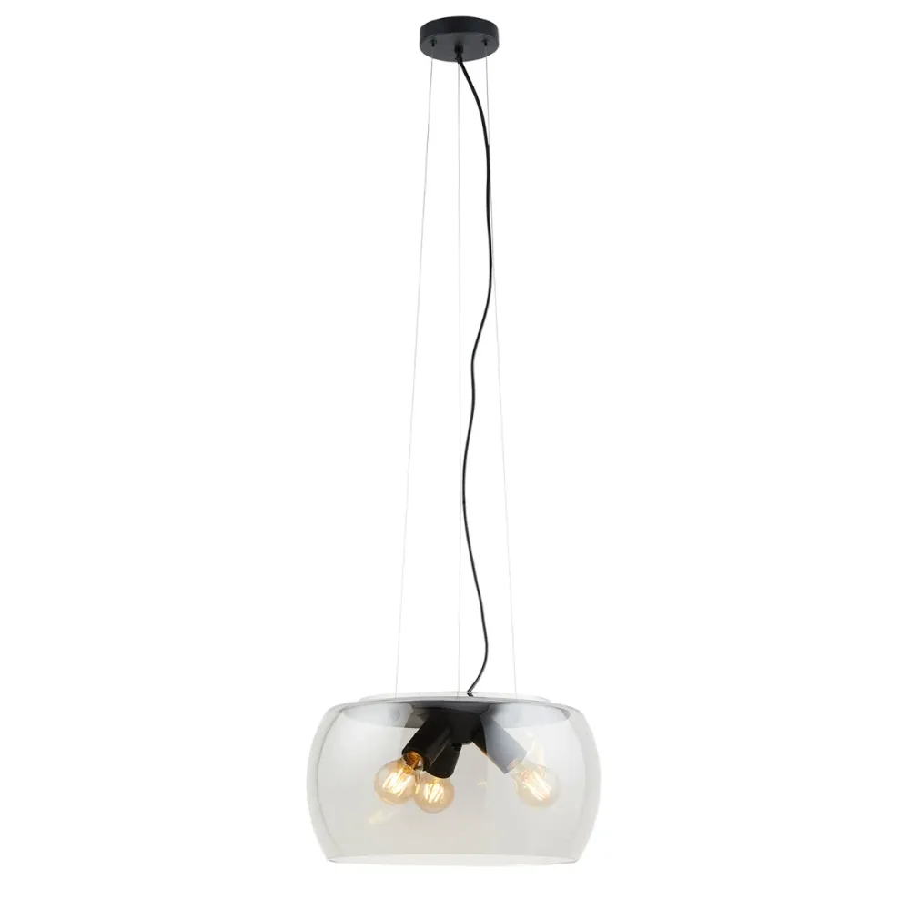 Lighto | Moderne hanglamp zwart met rookglas 3-lichts | Avalon