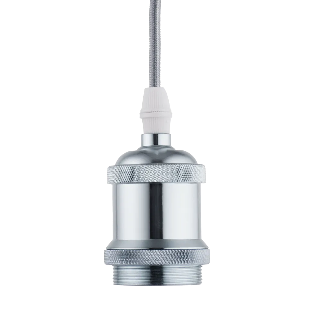 Lighto | Pendel Chroom E27 Fitting | Vintage | 1.5m Snoer | Met Plafondkap