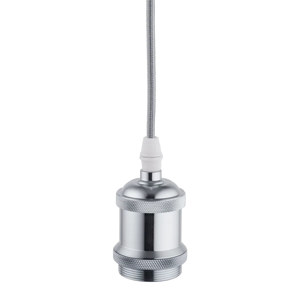Lighto | Pendel Chroom E27 Fitting | Vintage | 1.5m Snoer | Met Plafondkap