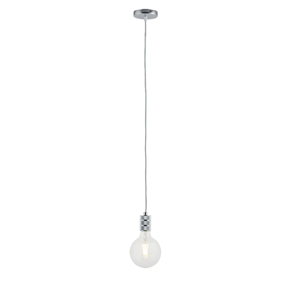 Lighto | Pendel Chroom | Inclusief Lichtbron Helder | Retro | 1.5m Snoer | Met Plafondkap