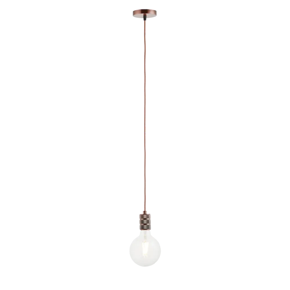 Lighto | Pendel Koper | Inclusief Lichtbron Helder | Retro | 1.5m Snoer | Met Plafondkap