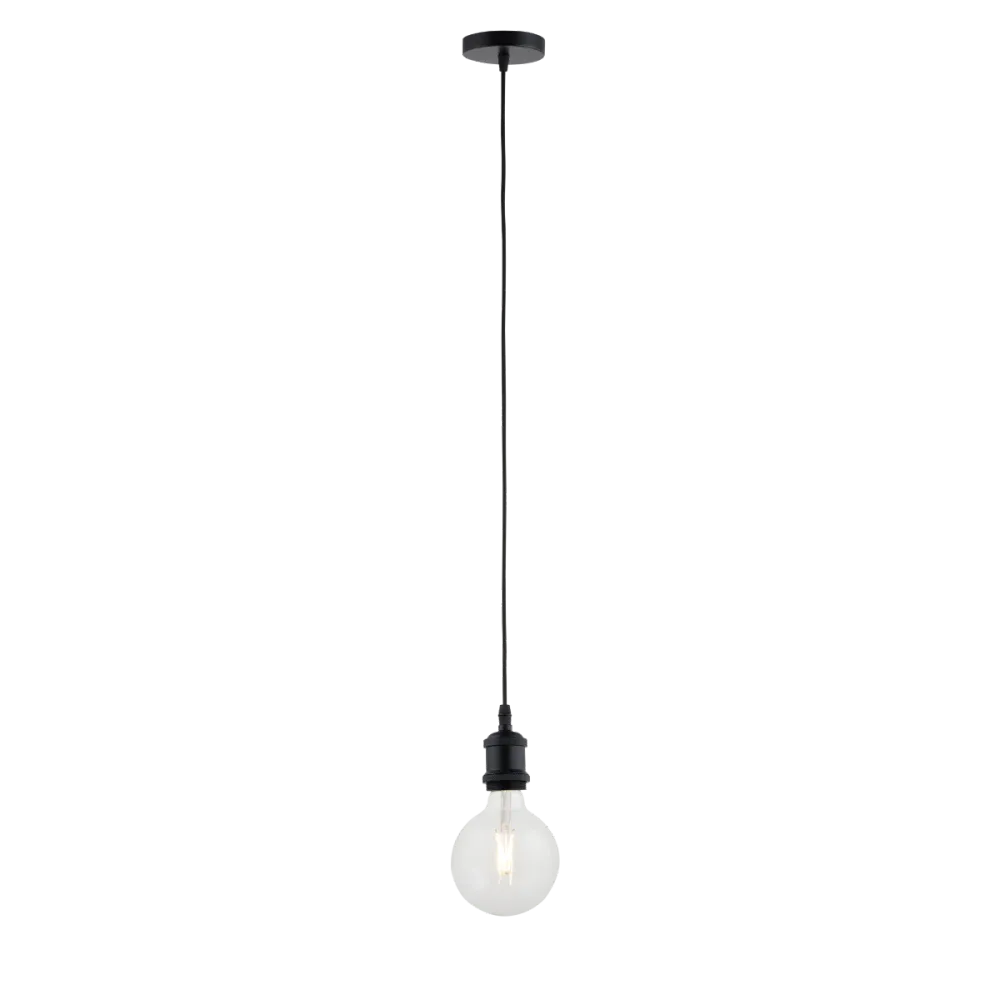 Lighto | Pendel Mat Zwart | Inclusief Lichtbron Helder | Vintage | 1.5m Snoer | Met Plafondkap