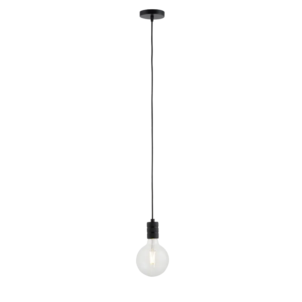 Lighto | Pendel Mat Zwart | Inclusief Lichtbron Helder | Retro | 1.5m Snoer | Met Plafondkap
