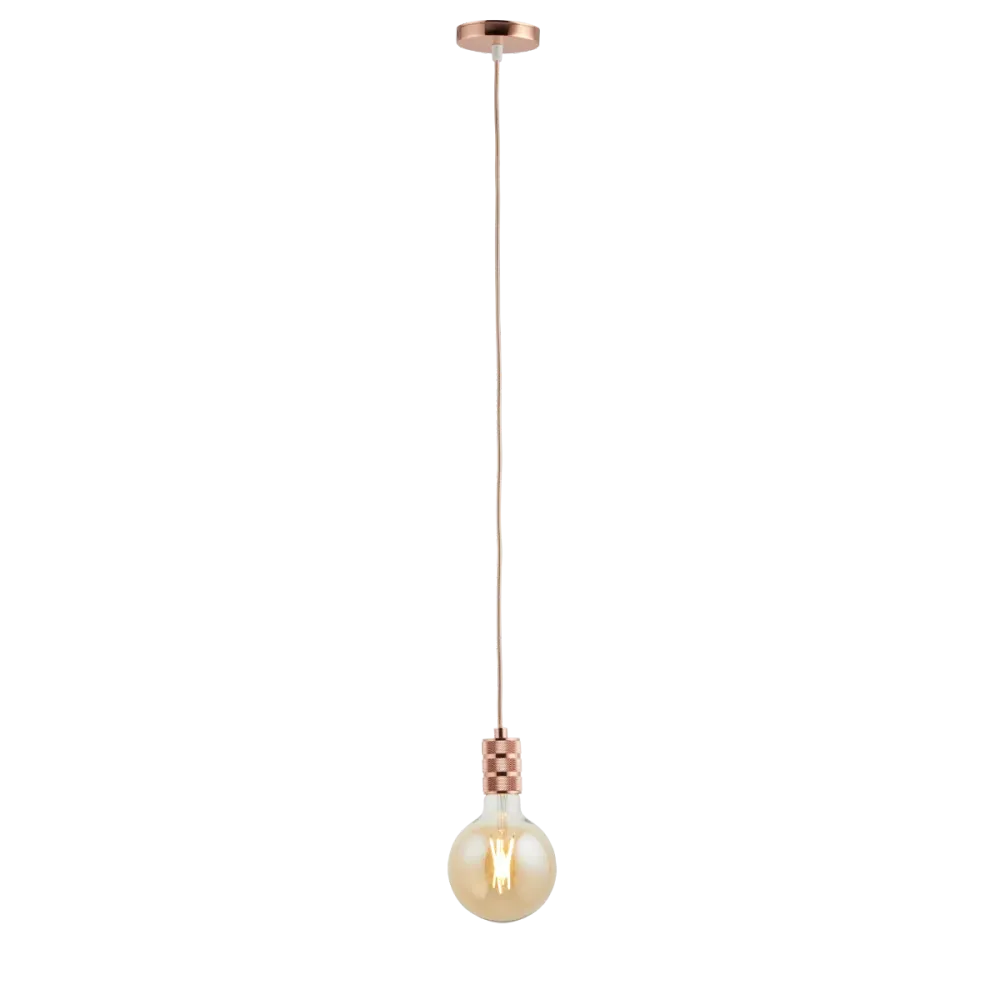 Lighto | Pendel Rosé Goud | Inclusief Lichtbron Goud | Retro | 1.5m Snoer | Met Plafondkap