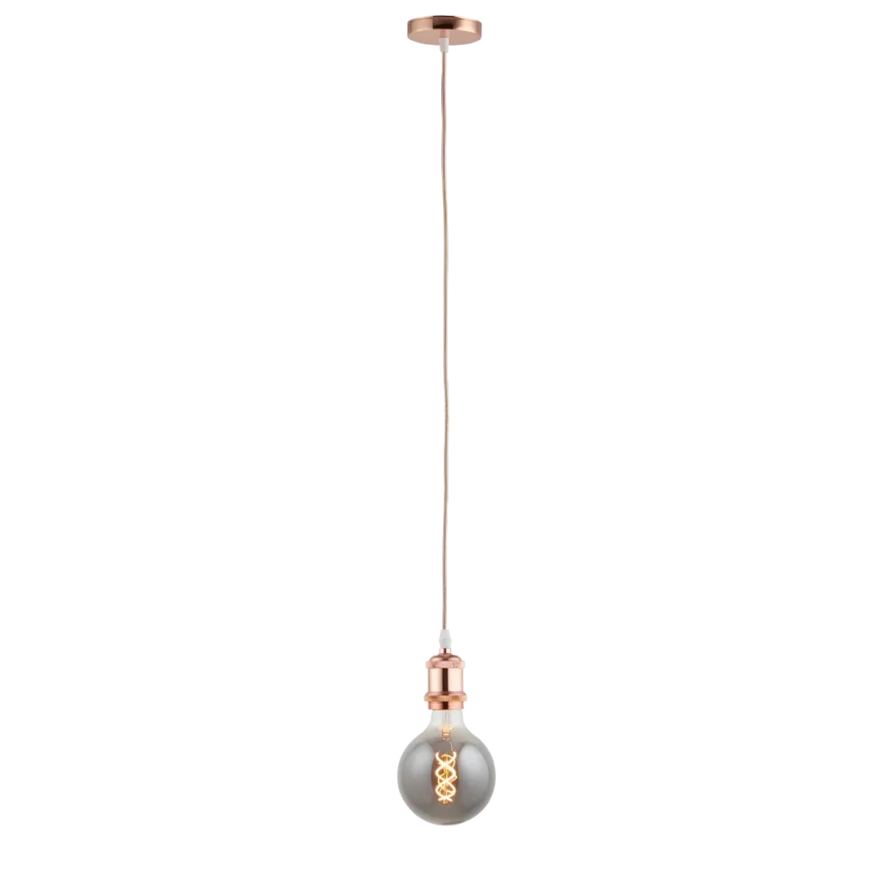 Lighto | Pendel Rosé Goud | Inclusief Lichtbron Rookglas | Vintage | 1.5m Snoer | Met Plafondkap