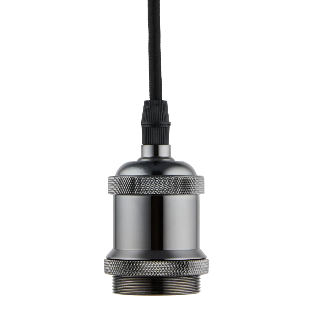 Lighto | Pendel Zwart Titanium E27 Fitting | Vintage | 1.5m Snoer | Met Plafondkap