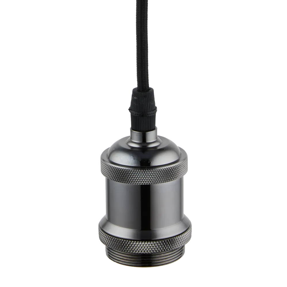 Lighto | Pendel Zwart Titanium E27 Fitting | Vintage | 1.5m Snoer | Met Plafondkap