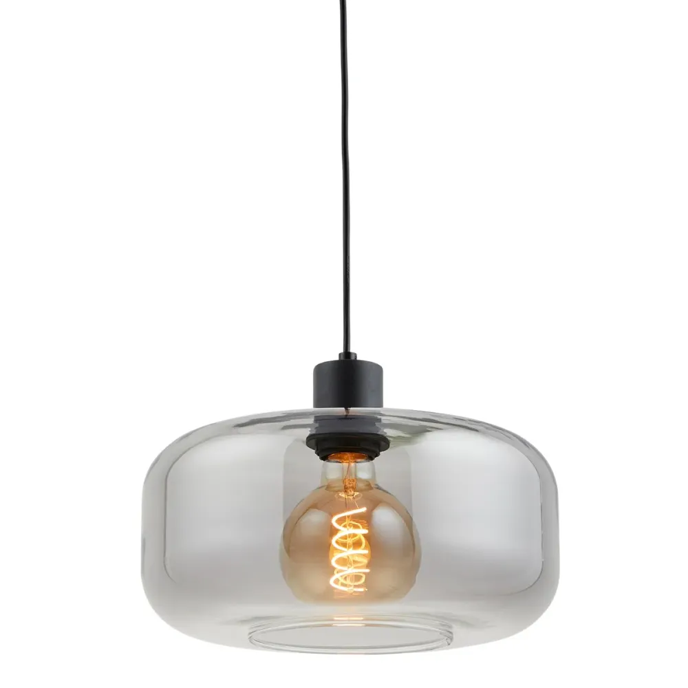 Ligtho | Art deco hanglamp zwart met smoke glas | Velo Lighto
