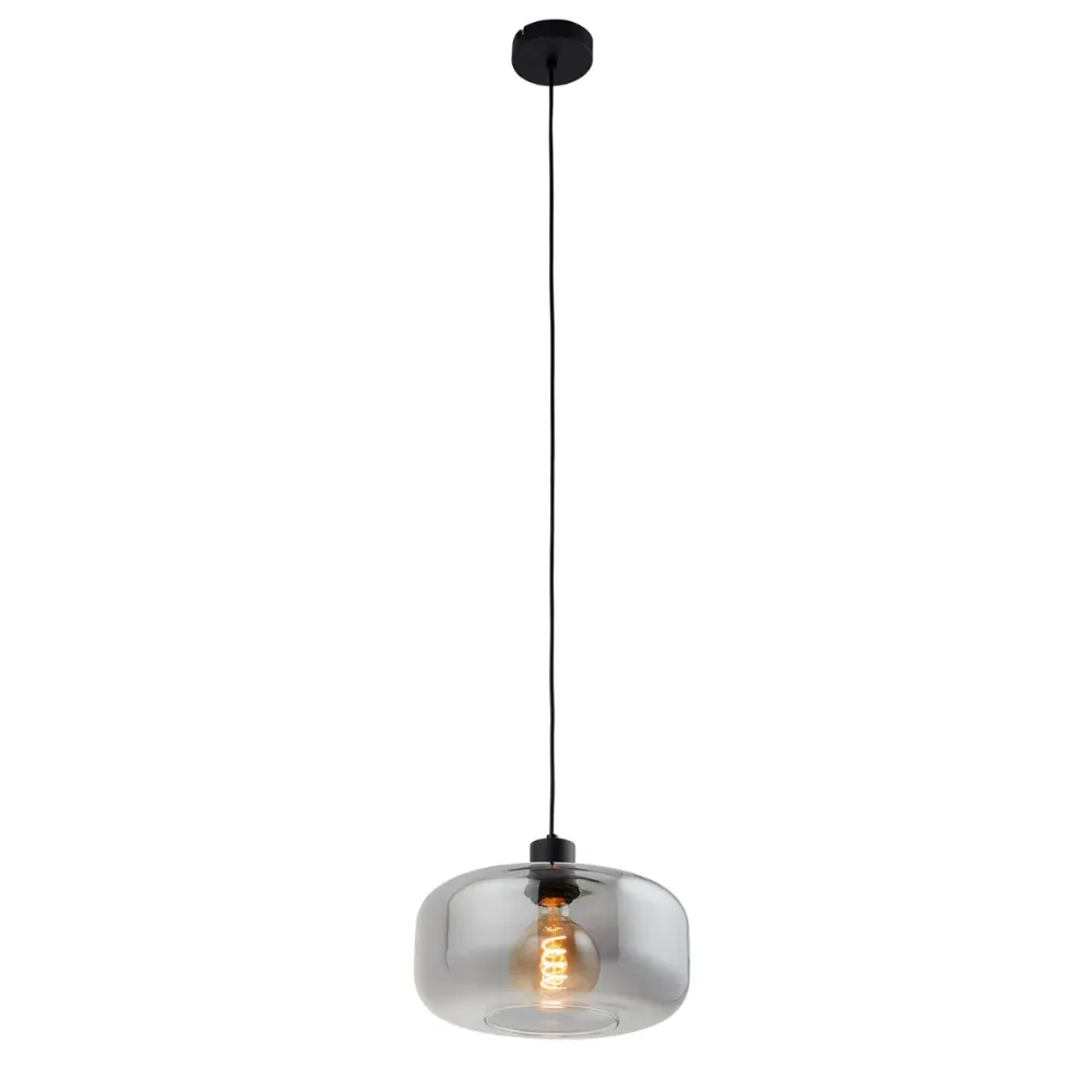 Ligtho | Art deco hanglamp zwart met smoke glas | Velo Lighto