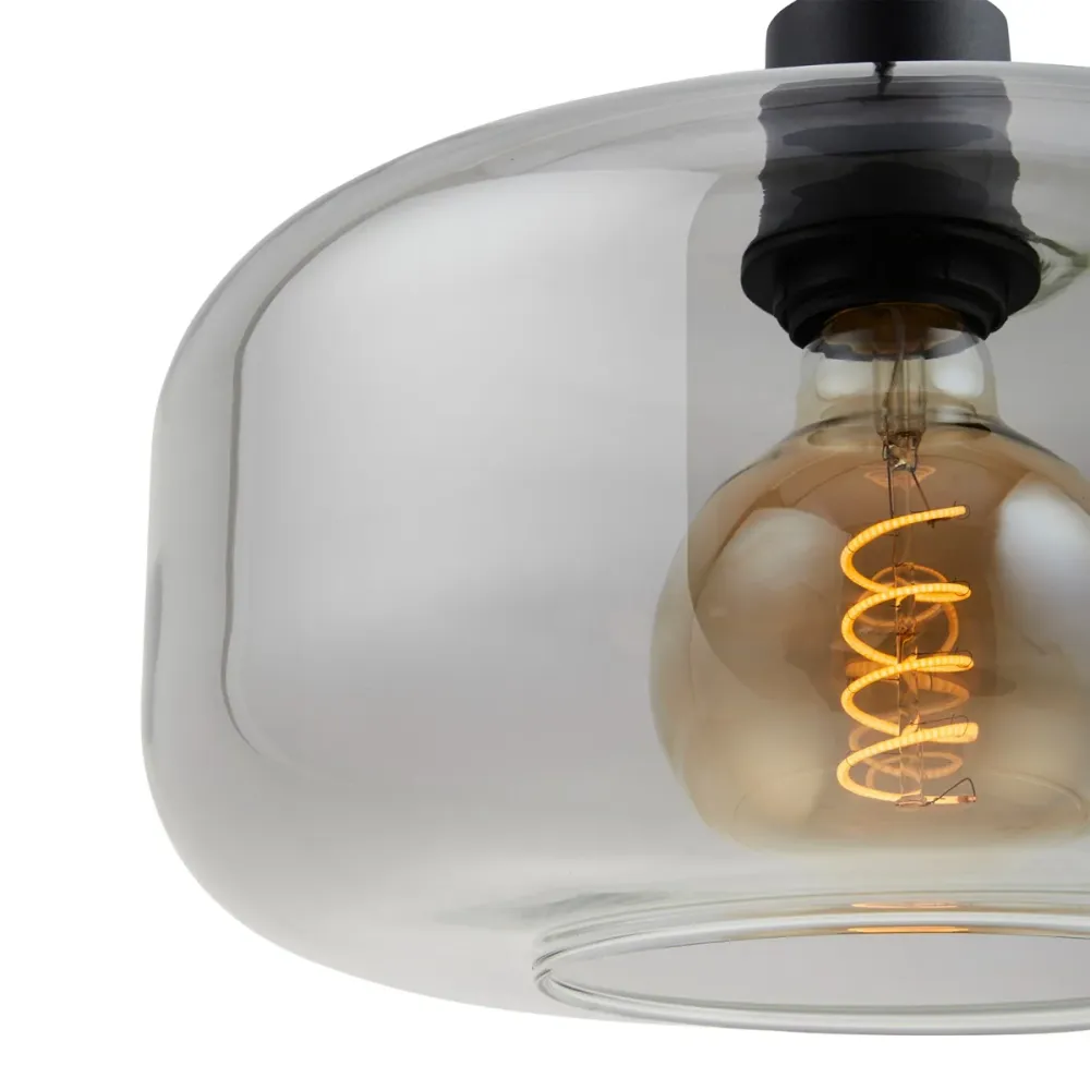 Ligtho | Art deco hanglamp zwart met smoke glas | Velo Lighto