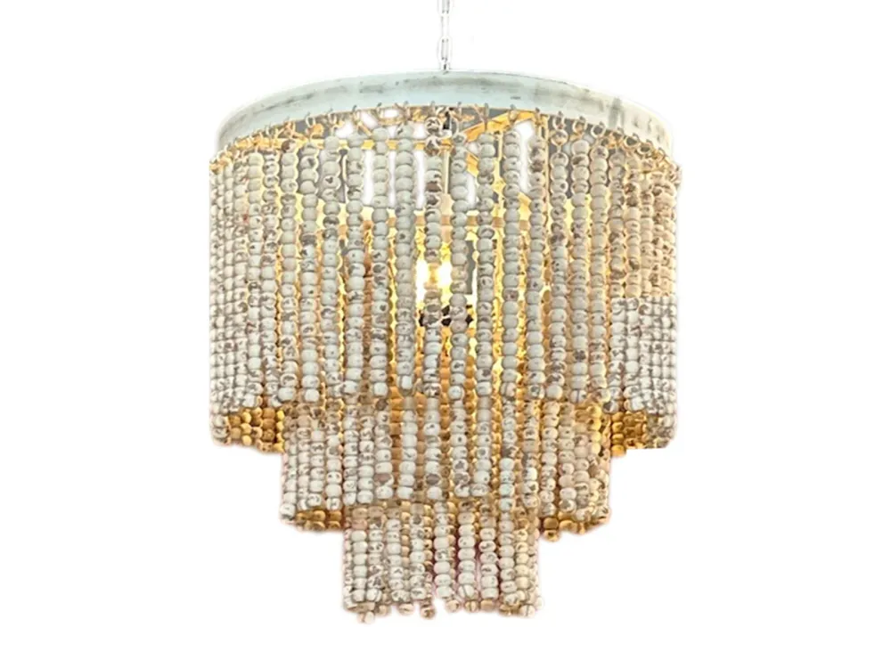 Hanglamp kraal hout wit 50cm 2558 Lindeboom Wonen & Lifestyle
