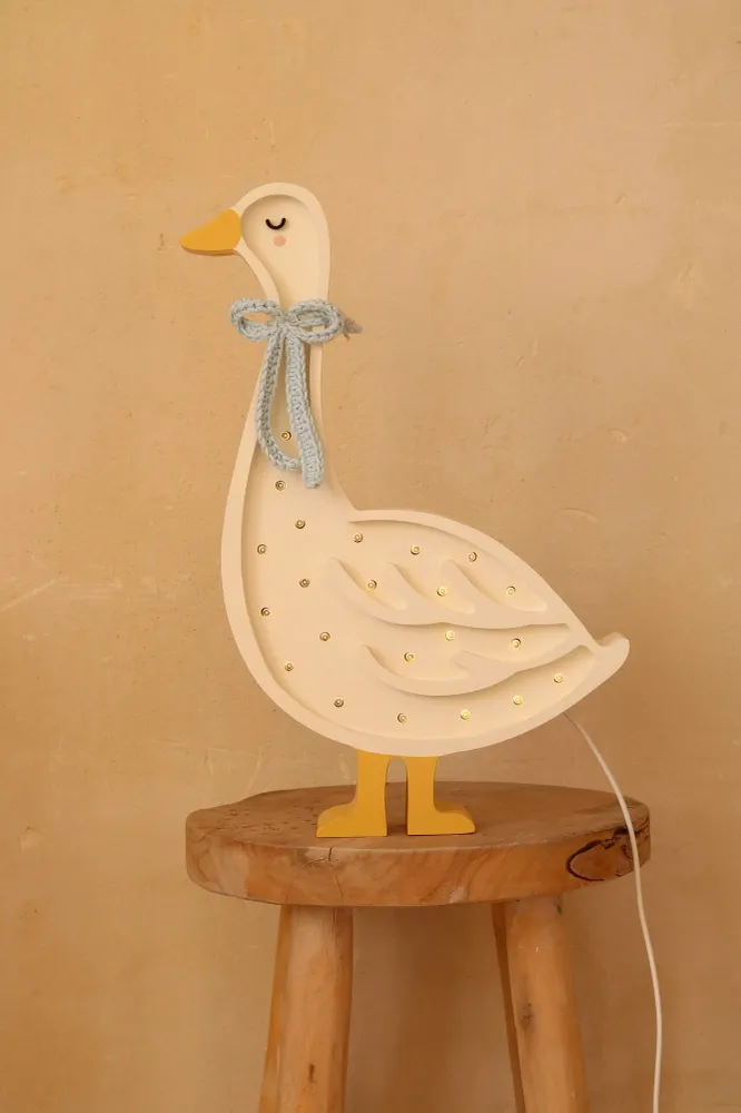 Little Lights Lamp Gans - Wit met Cottage Blue Strik