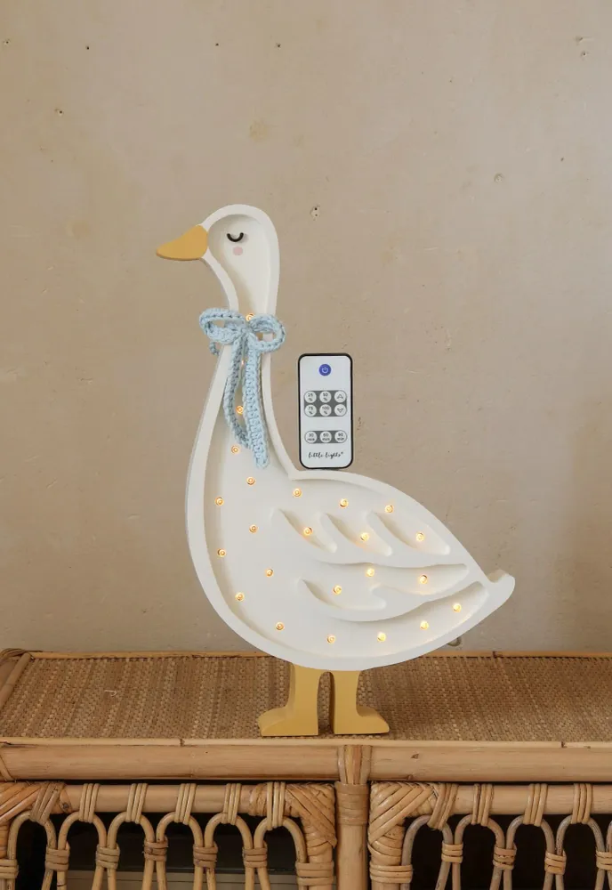 Little Lights Lamp Gans - Wit met Cottage Blue Strik