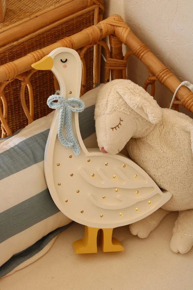 Little Lights Lamp Gans - Wit met Cottage Blue Strik