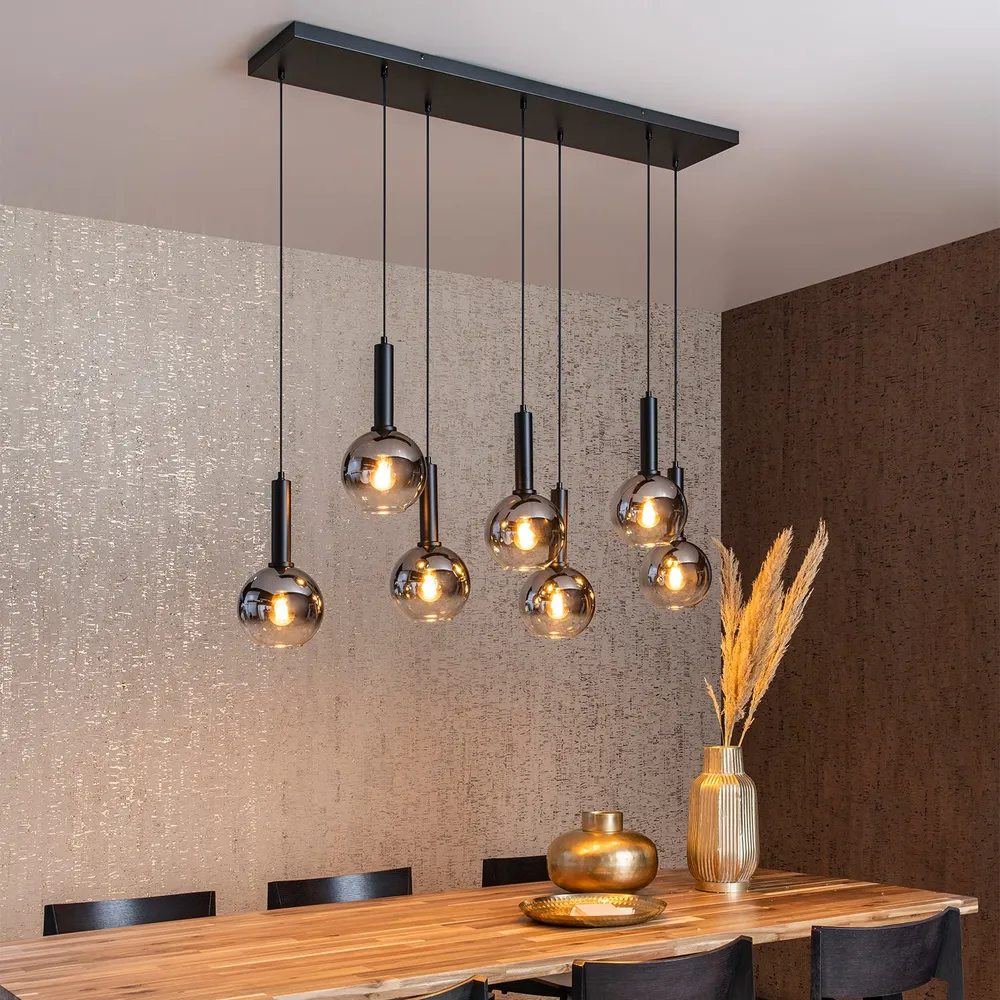 Hanglamp Marius | 7 Lampen | Zwart Lucide